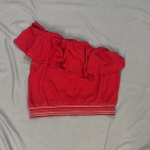 Candie's Vibrant Red Ruffle Crop Top